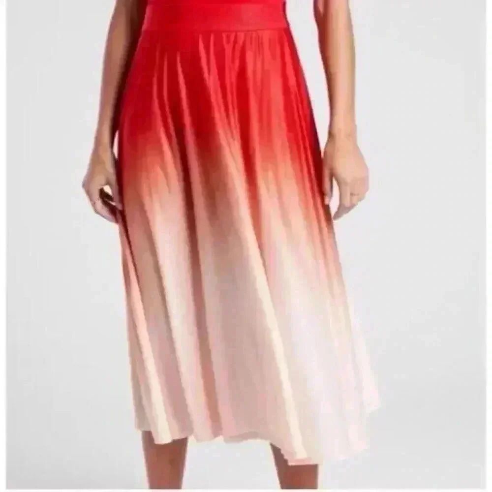 Red Ombre Midi Skirt - Women